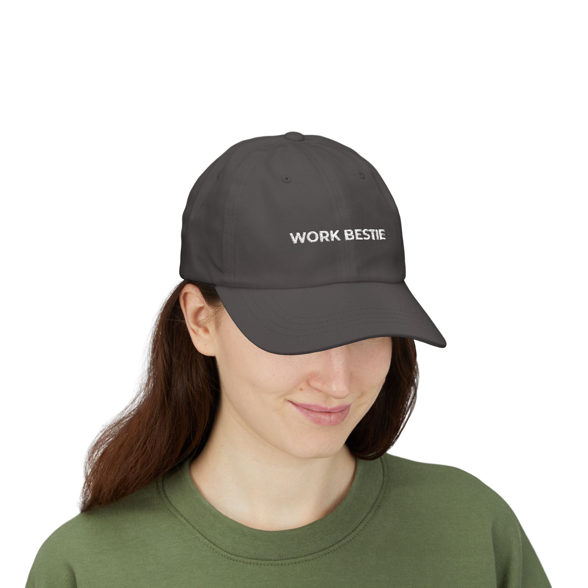 Work Bestie White Embroidered Classic Dad Cap