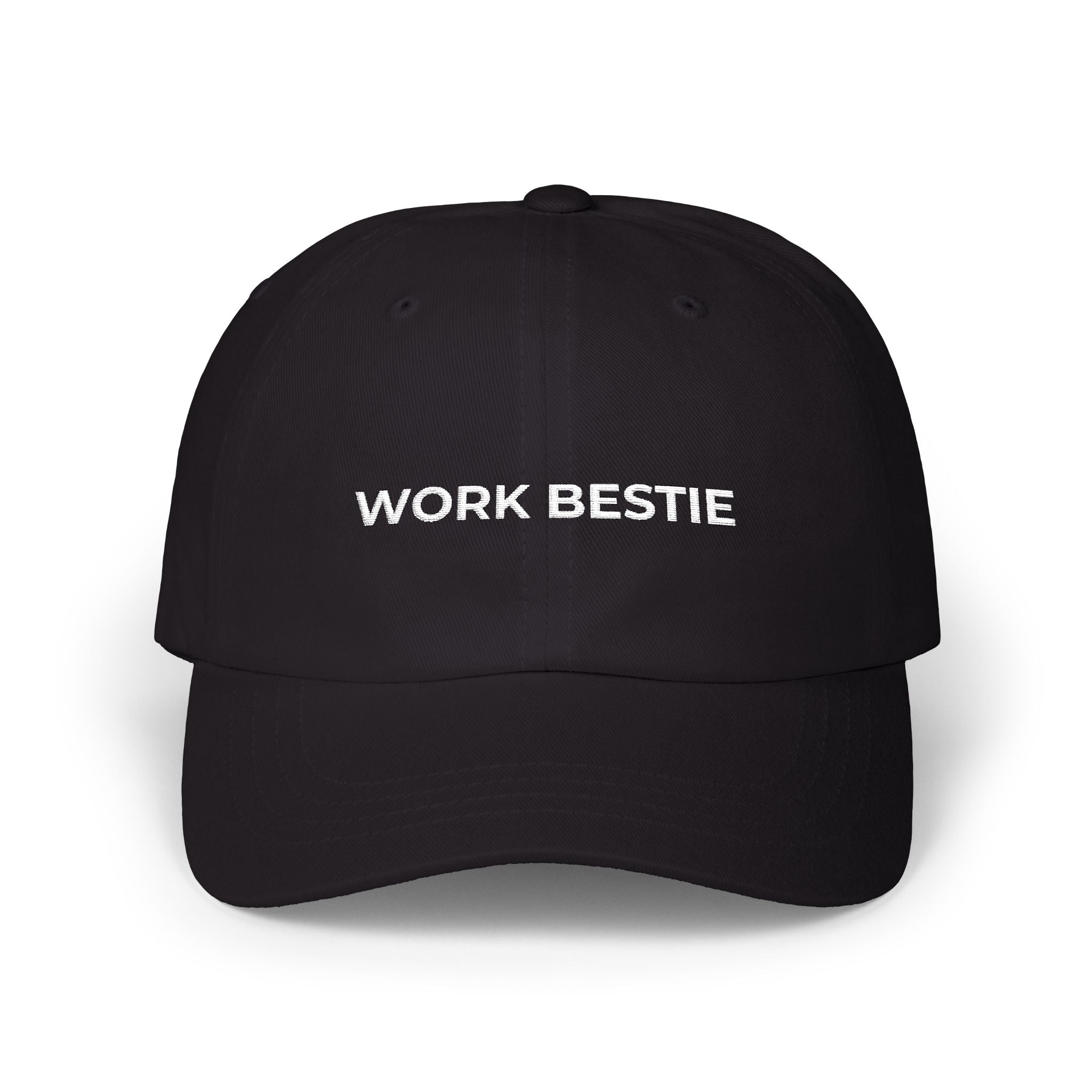 Work Bestie White Embroidered Classic Dad Cap