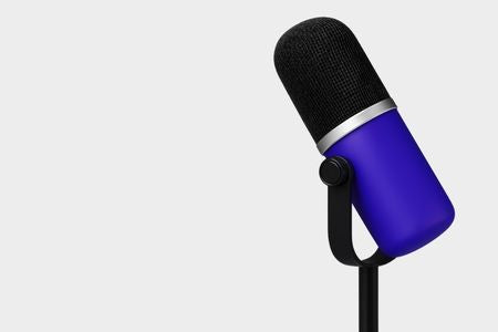 Purple and Black Microphone on a white background
