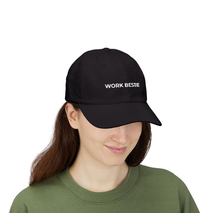 Work Bestie White Embroidered Classic Dad Cap