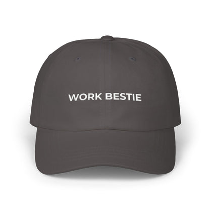 Work Bestie White Embroidered Classic Dad Cap